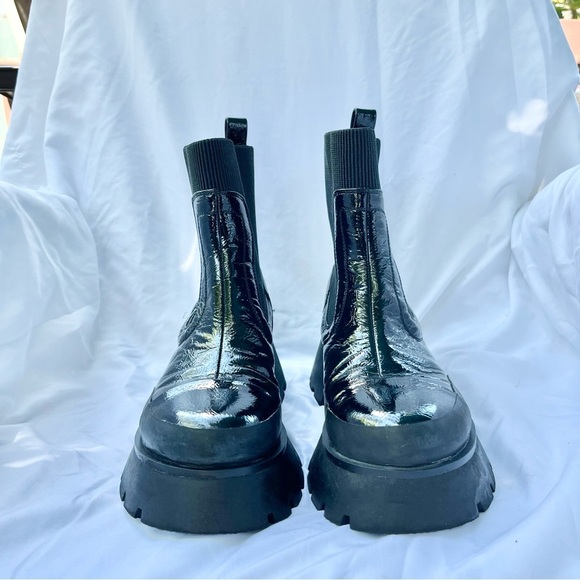 SAM EDELMAN | LARISSA BLACK ROUNDED TOE PULL ON CHUNKY HEEL PLATFORM BOOT SIZE 9 - Picture 4 of 9